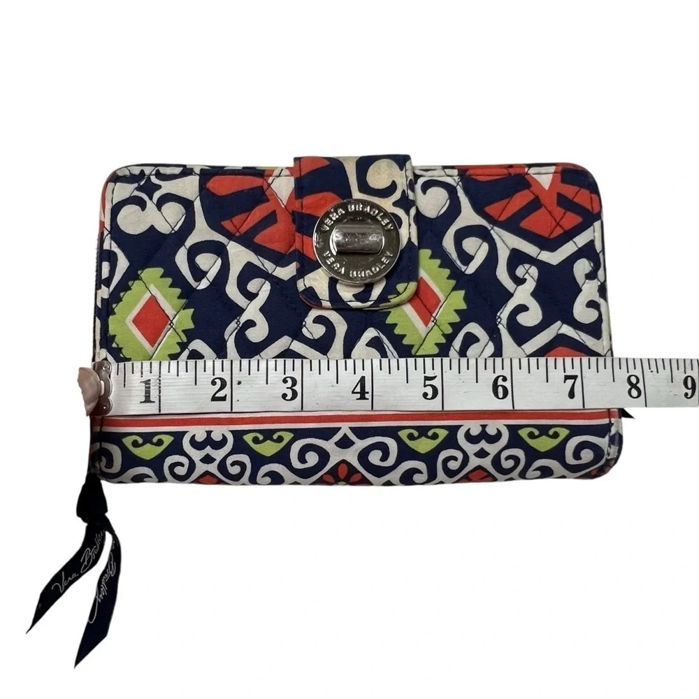 Vera Bradley Twist Lock Wallet Sun Valley Retired Orange Navy | Cards ID Casual